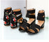 Embroidered Vintage Mid Heel Summer Sandals For Women