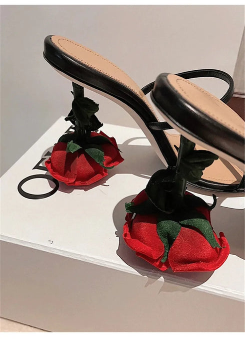 Elegant Floral Open Toe Sandals for Women - Party Ready High Heels