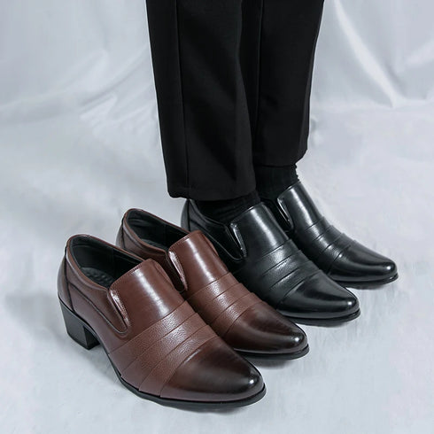 Leather Men's Elevator Oxford Dress Shoes for Wedding and Business Occasions