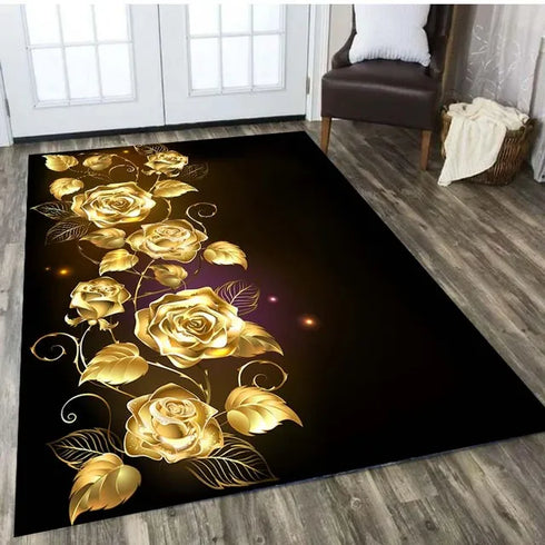 Rose Flower Carpet Area Rug for Living Room and Bedroom Decor