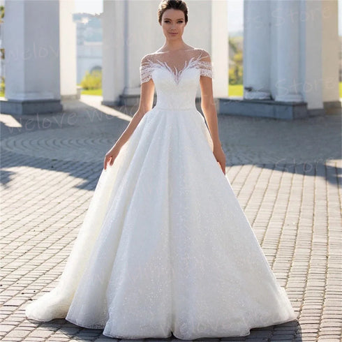 Boho Fashionable A Line Women's Wedding Dresses Simple Bride Gowns