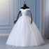 Ball Gown Wedding Dress With Train Elegant Embroidery Lace Beading Appliques Floral Pearls