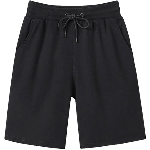 Summer Fashion Cotton Men Casual Shorts Drawstring Waist Comfortable Knee Length