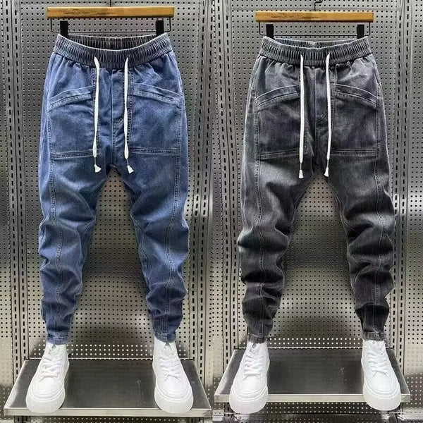 Fashion Loose Men's Drawstring Polar Big Boy Denim Jeans Casual Pants