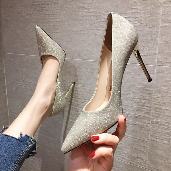Comemore Sexy Pointed Toe Stiletto High Heel Wedding Shoes