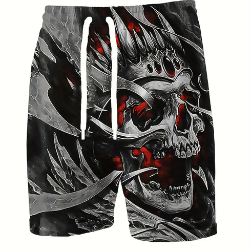 Men's Skull 3D Pattern Comfy Shorts for Summer Beach Sports