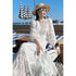 Elegant Embroidery White Lace Long Dress for Women Evening Occasion