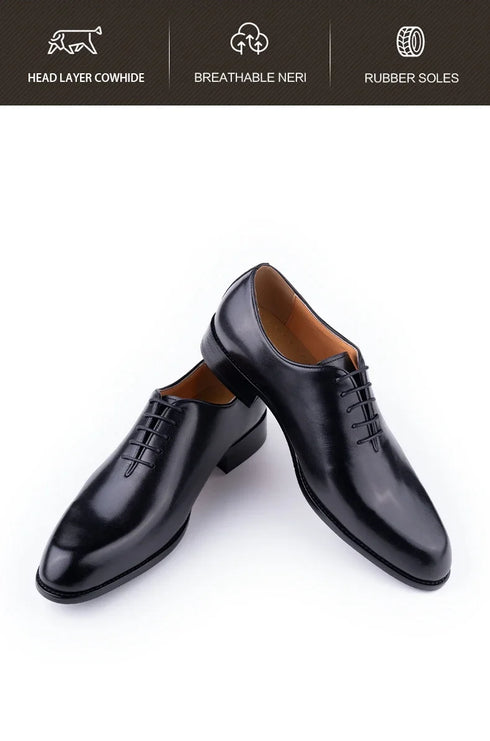 Men's Leather Casual Oxford Shoes Comfortable Lace-Up Business Footwear
