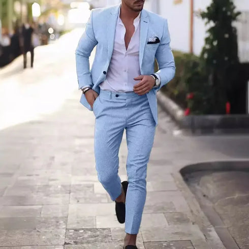 2-Piece Solid Wedding Men's Suit Slim Fit Blazer Tuxedo Set