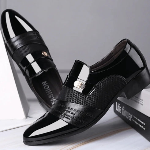 Classic Leather Oxfords for Men - Elegant Slip-On Dress Shoes for Business, Office, and Formal Occasions - Fashionable Loafers for Parties and Career Events