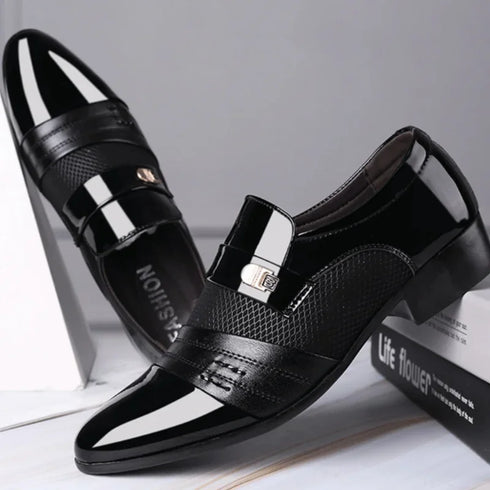 Classic Leather Oxfords for Men - Elegant Slip-On Dress Shoes for Business, Office, and Formal Occasions - Fashionable Loafers for Parties and Career Events