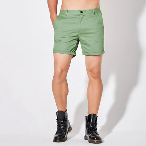 Man Shorts Summer Cotton Middle Waist Male Elastic Waist Casual Business Shorts