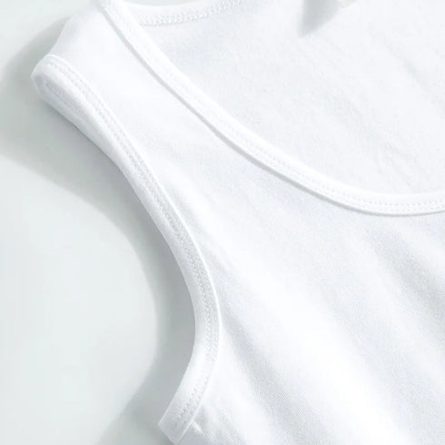 Chic Casual U-Neck Graphic Long Tank Top for Women - Trendy Sleeveless Slim Fit Vest Perfect for Summer Fashion