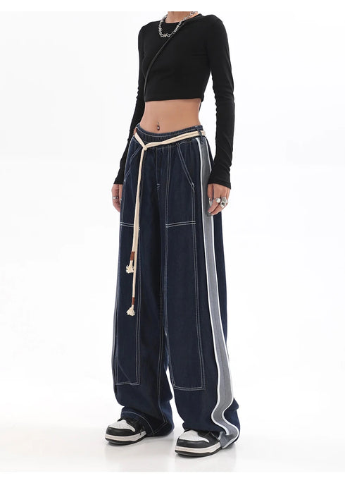 Womens Baggy Denim Jeans - High Waist Straight Leg Streetwear Trousers for Effortless Fall Outfits with Jeans, Perfect for Any Season
