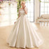 Modern Wedding Dresses Boat Neck Half Sleeves Bridal Gowns Lace Appliques A-Line Court-Train