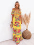 Elegant One-shoulder Short-sleeved Dress For Women Fashion Splicing Floral Print Dresses
