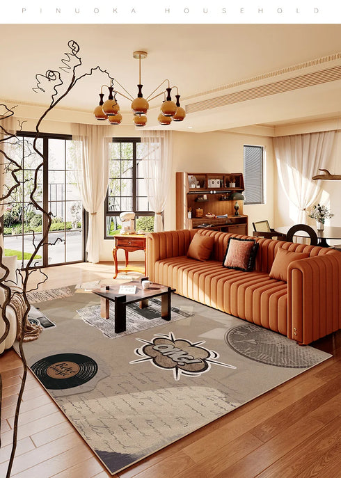 American Retro Cartoon Area Rug for Living Room and Bedroom Decor