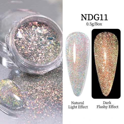 Sparkly Chameleon Nail Glitter Flakes - Irregular Gradient Sequins Powder for Gel Polish Nail Manicure Decoration and DIY Charms