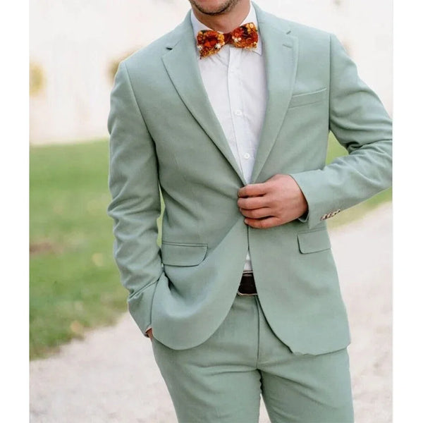 Mint Green Men's Slim Fit Formal Suit with Single Breasted Notched Lapel for Weddings