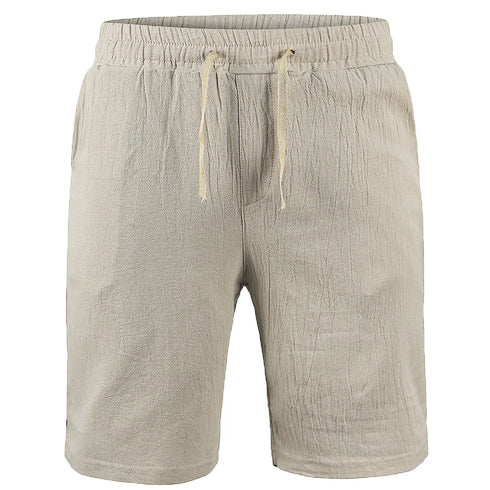 Men's Breathable Cotton Linen Summer Shorts - Solid Color Fitness Trousers S-3XL
