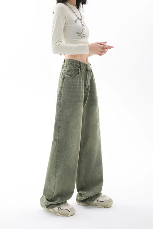 Chic High Waist Loose Straight Leg Women's Jeans for Effortless Streetwear Style - Ideal for Casual Y2K Fashion and Fall Outfit Inspiration