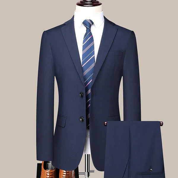 Stylish Two-Button Suit for Men - Slim-Fit Business Formal Set