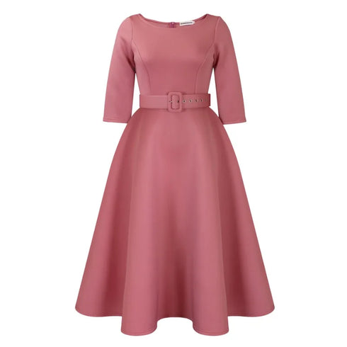 Elegant Women Party Dresses A Line with Waist Belt for Classy Office and Wedding Guests