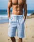 Men's Shorts Linen Solid Tooling Wind Elastic Drawstring Comfortable Lightweight Breathable Stylish Quarter Pants