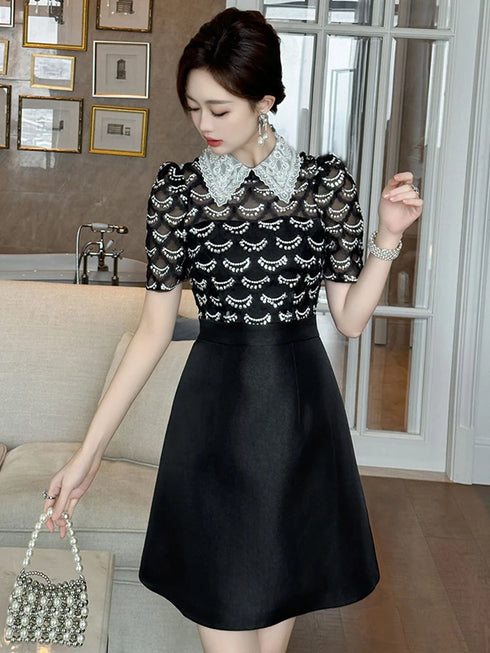 Summer Sweet Black Formal Occasion Short Dress Women Clothes Elegant Luxury A-Line Mini Party Prom Dresses