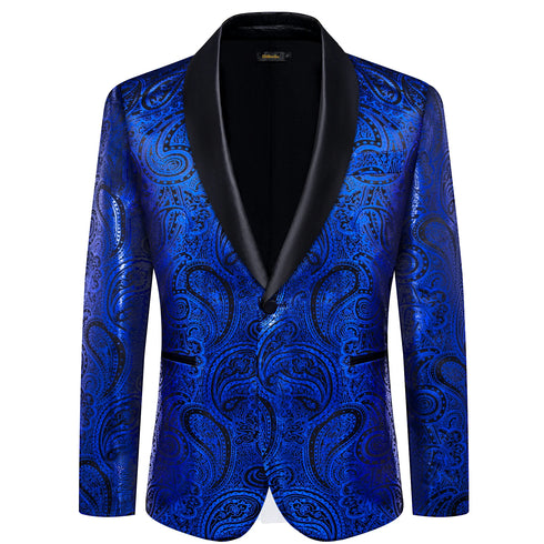 Men's Slim Fit Single Button Paisley Blazer Jacket for Business, Party, Wedding, and Prom - Stylish Formal Wear for All Seasons