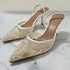 Mesh Embroidered Floral Slingback Heels Sandals For Women
