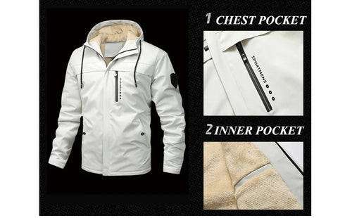 Men's Winter Warm Padded Jackets - Stylish Hooded Coats for Casual Wear, Fleece Lined Thermal Windbreakers, Perfect for Mountain Skiing and Outdoor Activities