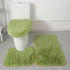 3 Piece Solid Color Bathroom Carpet Set Non-Slip Toilet Lid Cover Rugs Kit