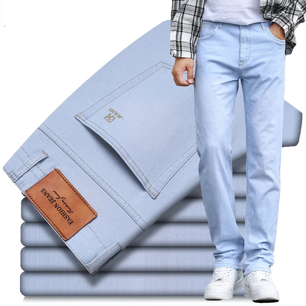 Men's Slim Stretch Jeans Classic Style Fashion Casual Denim Pants