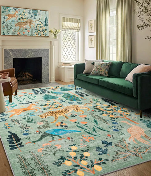 Jungle Animal Area Rug Non Slip Machine Washable Floor Mat for Living Room and Bedroom Decor