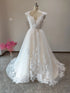 Elegant Wedding Dress For Women V-Neck Cap Sleeve Lace Appliques Custom Made