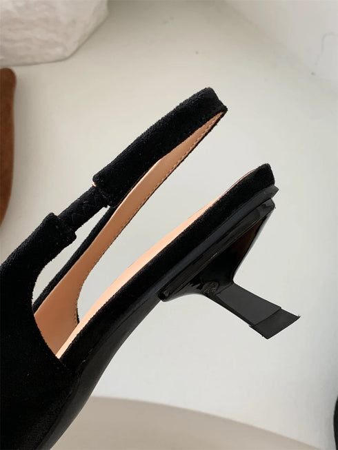 Elegant Pointed Toe Slingback Sandals Low Heel Mules