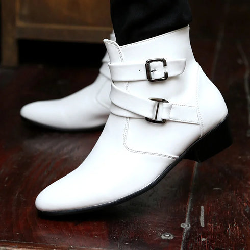 Stylish Leather Chelsea Boots for Men - Designer Casual and Formal Buckle Strap Footwear