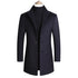 Customizable Casual Warm Winter Wool Coat for Men - Thick Solid Color Double Breasted Outerwear with Turn-down Collar and Full Sleeve Design