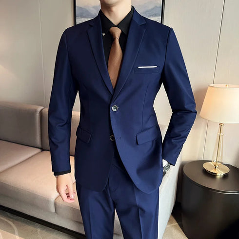Fashion Business Casual Suit Set for Men with Vest and Trousers for Wedding