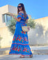 Elegant One-shoulder Short-sleeved Dress For Women Fashion Splicing Floral Print Dresses