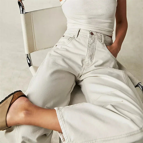 Casual Women’s Wide Leg Barrel Jeans - Perfect for Fall Outfits, Baggy Mid Rise Denim Style, Ankle-Length Comfort