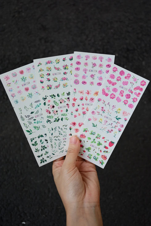 12 Floral Patterns Summer Nail Water Decals - Daffodils, Lilies, and Tulips for Stunning Nail Art Transfers and DIY Manicure Accessories