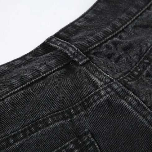 Stylish Casual Straight Leg Jeans for Women with Rhinestone Details - Perfect for Fall Outfits and Everyday Wear