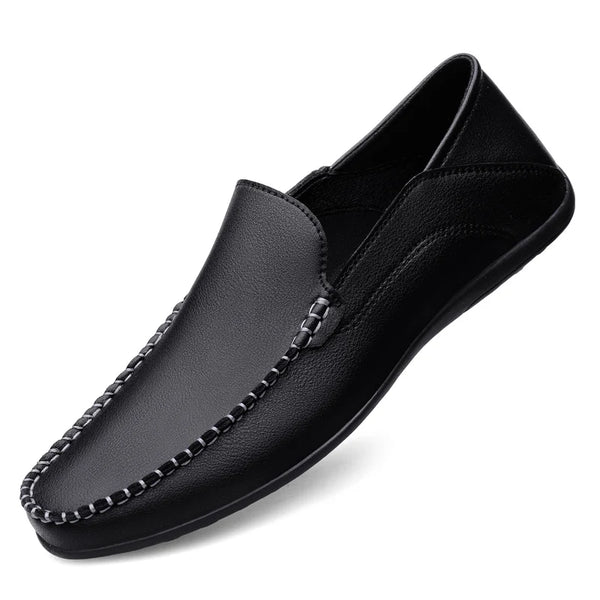 Luxury Genuine Leather Men's Casual Slip-On Loafers, Italian Moccasins, Breathable and Comfortable Boat Shoes in Plus Sizes 46 and 47