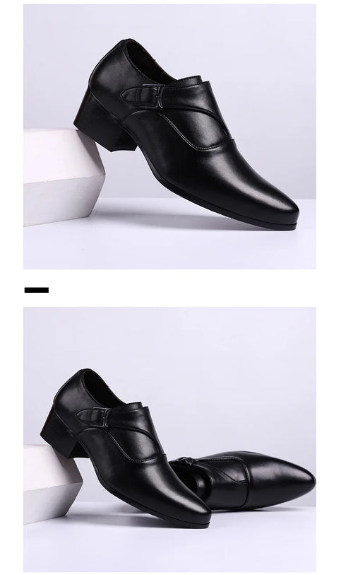 Leather Men Dress Shoes Elevator Business Oxford Footwear for Wedding and Office
