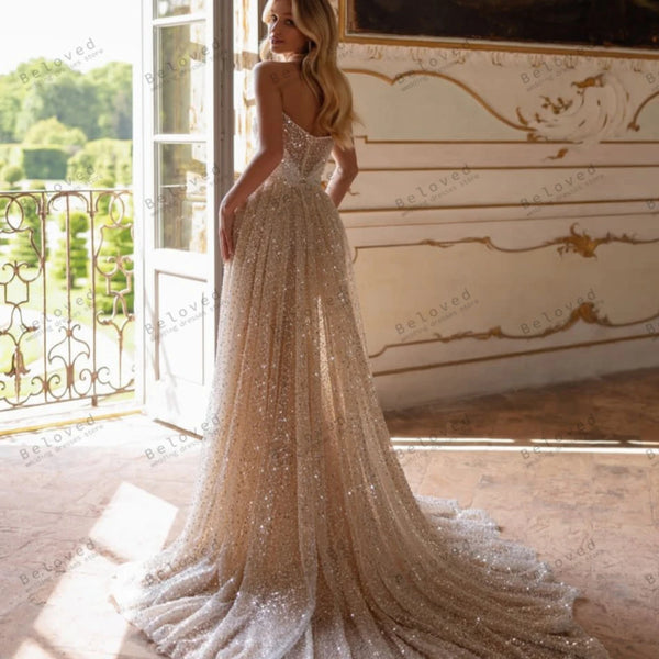 Gorgeous Wedding Dresses Glitter Bridal Gowns Customized Appliques
