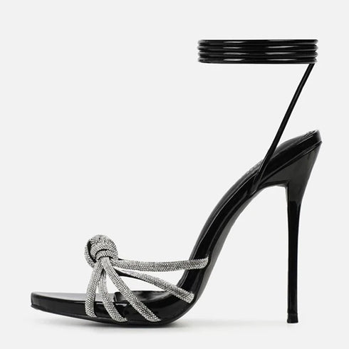 Crystal Narrow Band Platform Heels For Women Sandals