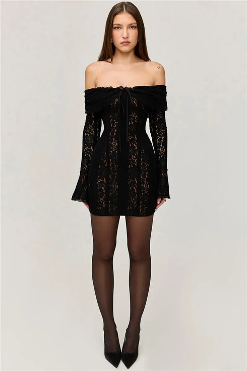 Mozision Lace Off-shoulder Sexy Maxi Dress Elegant Evening Dress