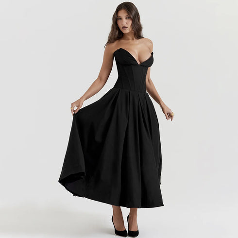 Suninheart Summer Strapless Fit and Flare Party Dress